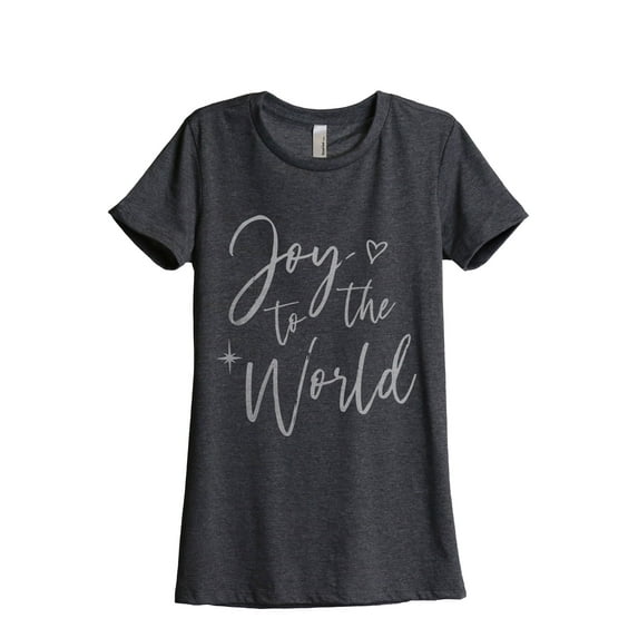 Joy To The World Women's Fashion Relaxed T-Shirt Tee Charcoal Grey Large
