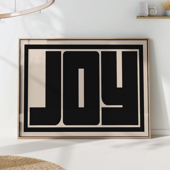 Joy Typography Bold Minimalist Modern Wall Art, Unframed Canvas 24x36in