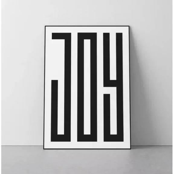 Joy Typography Modern Calligraphy Op Art Movement Abstract Geometric Art