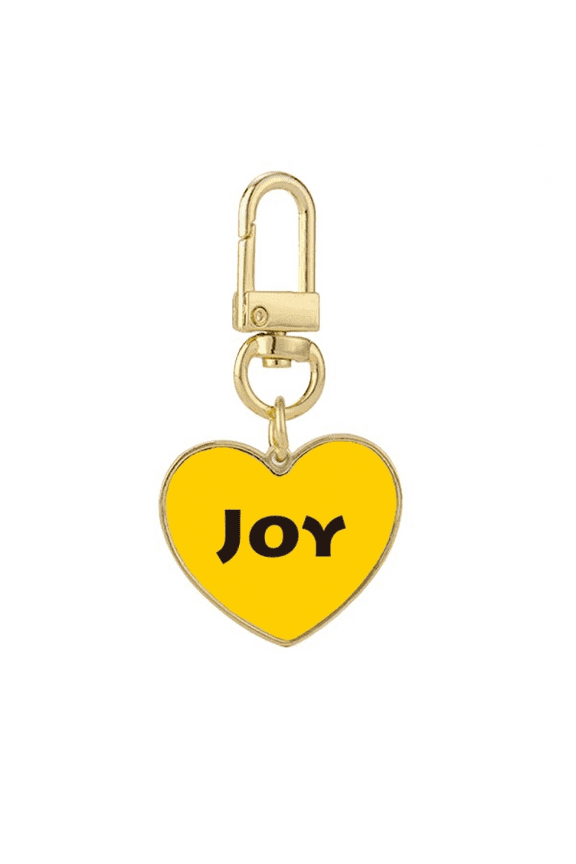 Joy Word Inspirational Quote Sayings Gold Heart Keychain Metal Keyring Holder
