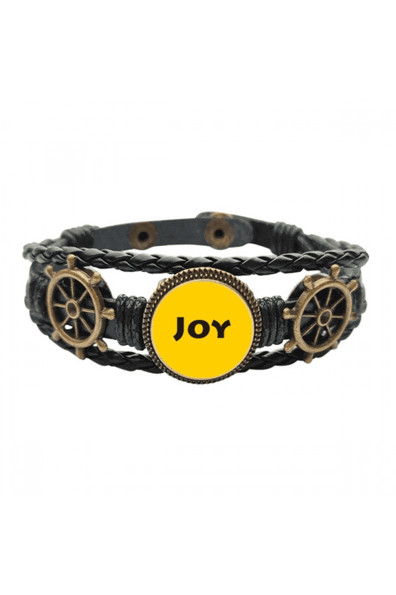 Joy Word Inspirational Quote Sayings Leather Braided Ocean Bracelet Wristband