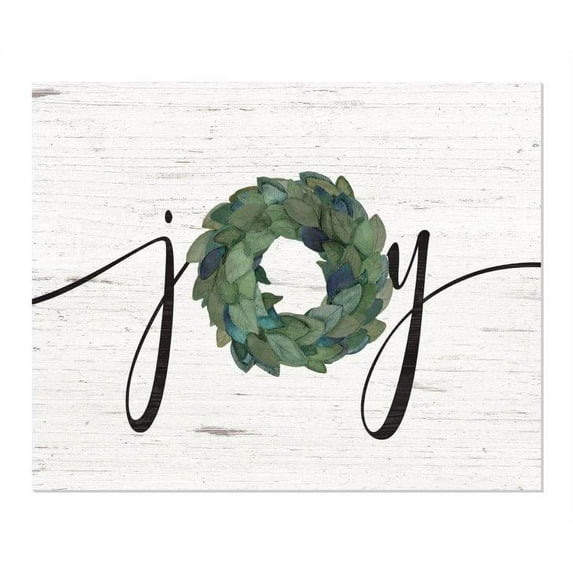 Joy Wreath Rustic Wood Wall Sign 12x15