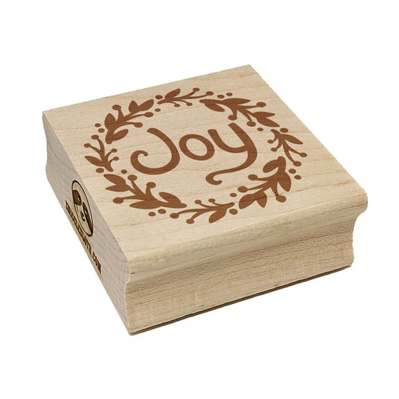 Joy in Wreath Christmas Square Rubber Stamp Stamping Scrapbooking Crafting - Small 1.25in