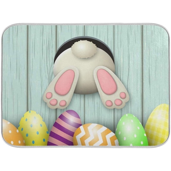 Joy of Cooking Dish Drying Mat Rooster Eggs Country Kitchen Microfiber Drying Mats Absorbent Reversible Dish Pad Medium Dish Draining Mat 16x18 inch