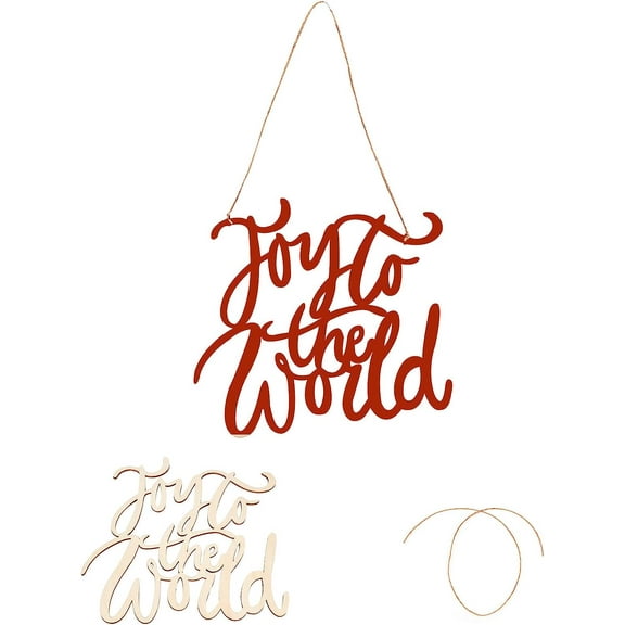 Joy to The World Wood Sign Cutout Wooden Letter Sign DIY Block Words Sign for Wreath Home Decor Door Wall Art Decoration 8.3" x 8.7" DIY