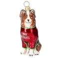 thumbnail image 1 of Joy to the World Australian Shepherd I Work For Treats T-Shirt Polish Glass Christmas Ornament, 1 of 6