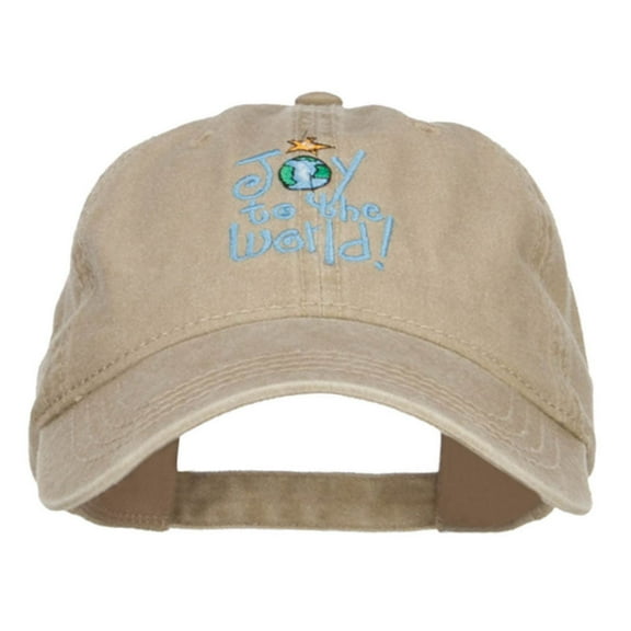 Joy to the World Embroidered Washed Cap - Khaki OSFM