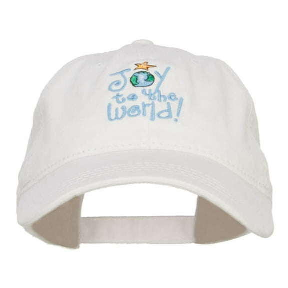 Joy to the World Embroidered Washed Cap - White OSFM