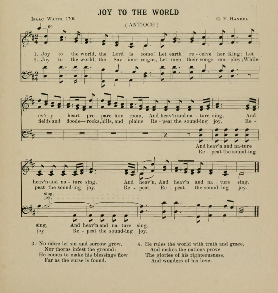 Joy to the World Handel (1685-1759) & Watts (1674-1748) Christmas Carols & Hymns 1910 Canvas Art - (18 x 24)
