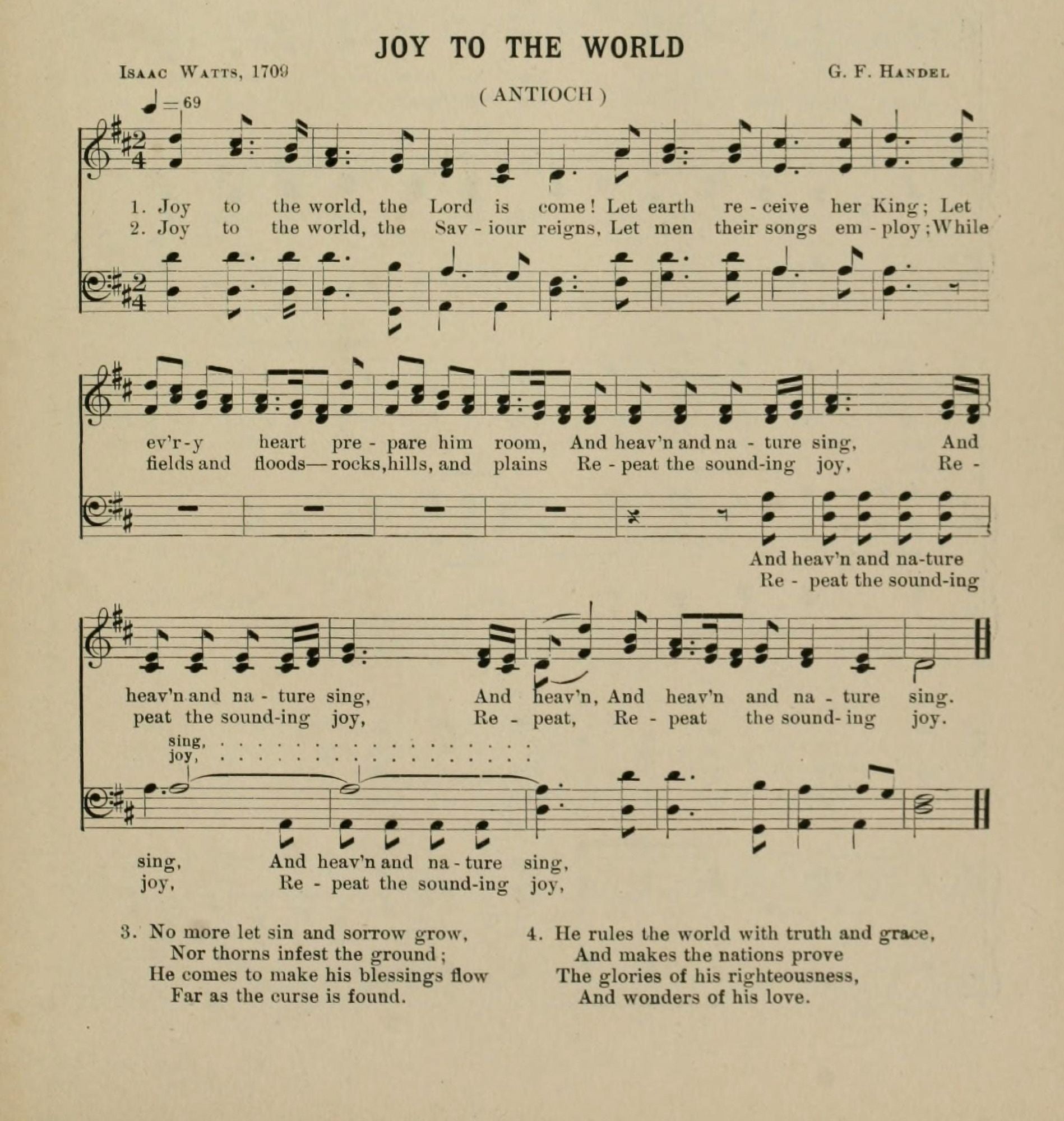 Joy to the World Handel (1685-1759) & Watts (1674-1748) Christmas Carols & Hymns 1910 Canvas Art - (24 x 36)