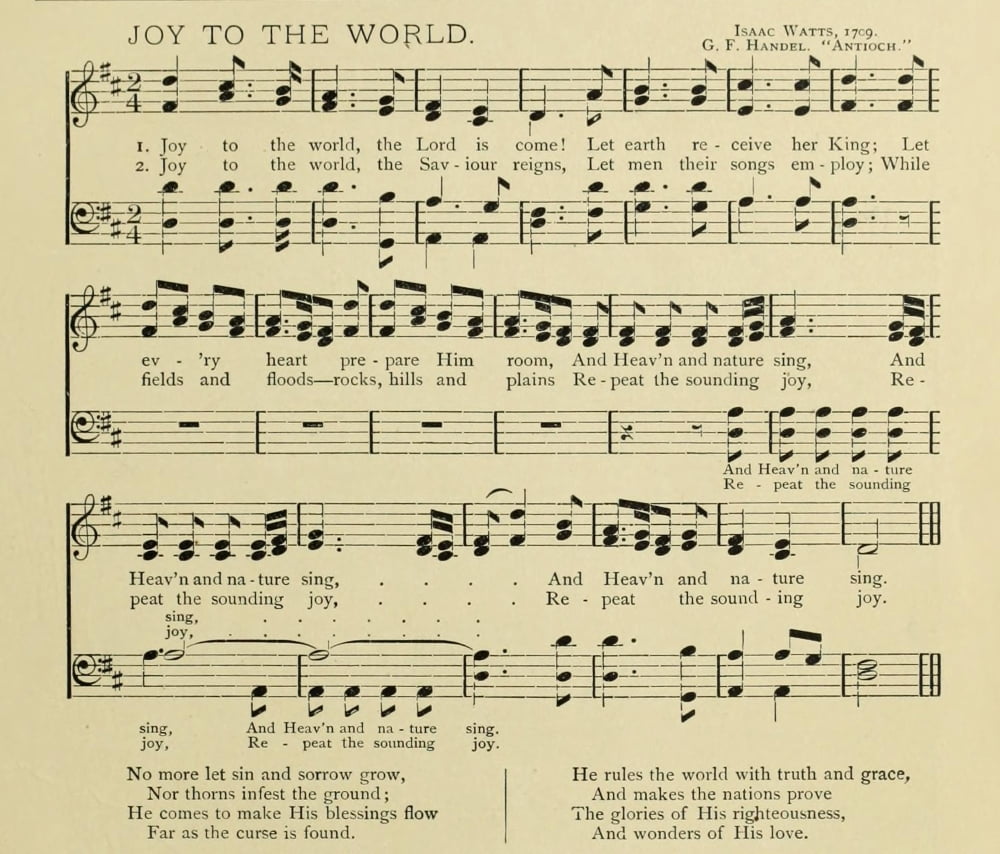 Joy to the World Handel (1685-1759) & Watts (1674-1748) Christmas Songs 1891 Canvas Art - (18 x 24)