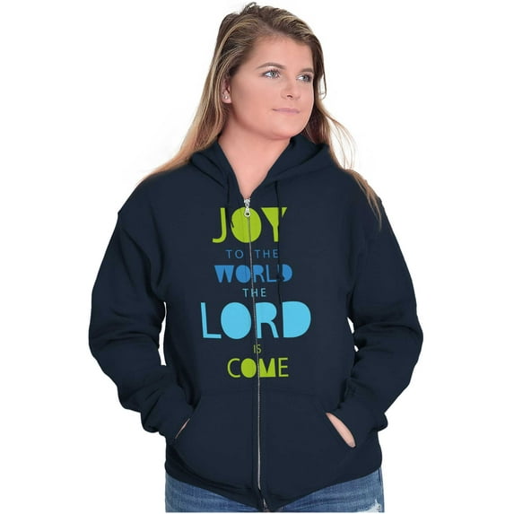 Joy to the World Lord Has Come Zip Hoodie Sweatshirt Women Brisco Brands S