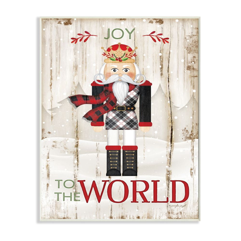 Joy to the World Quote with Christmas Nutcracker 10 in x 15 in Framed Painting Art Prints, by Stupell Home Décor