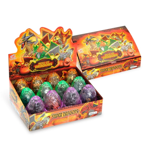 JoyAbit Realistic 3D Dragon Figurine Puzzles - In Hatching Jurrasic Eggs - Party Favor and Goodie Bag Filler - Take Apart Dragon Toys - (12 Eggs Per Pack)