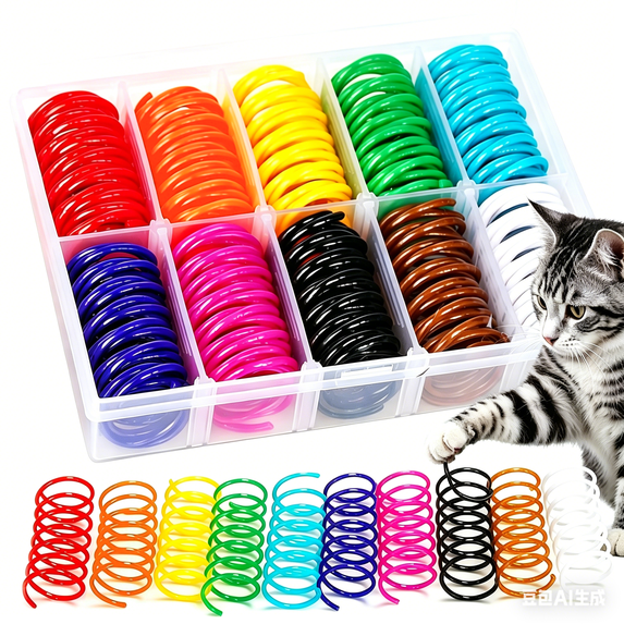 JoyArrive 40Pcs 10Colors Indoor Cat Springs Toys, Interactive Self-Play ...