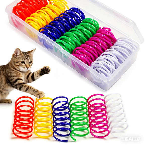 JoyArrive 24Pcs 6Colors Cat Springs Toys for Indoor Cats, Interactive Self-Play Hunting Toys for Kittens, Biting & Swatting Creative Cat Coils Toys