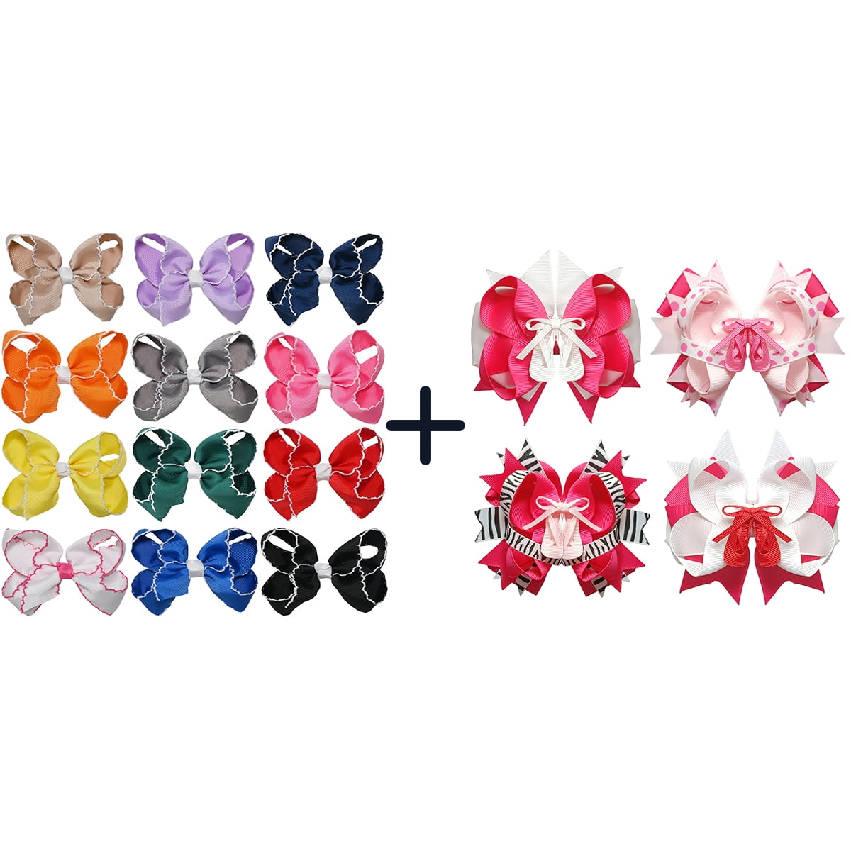 JoyBowie 12+4 Pack Small Hair Bows & Ballet Shoe Cheer Bows, Alligator Clips for Girls
