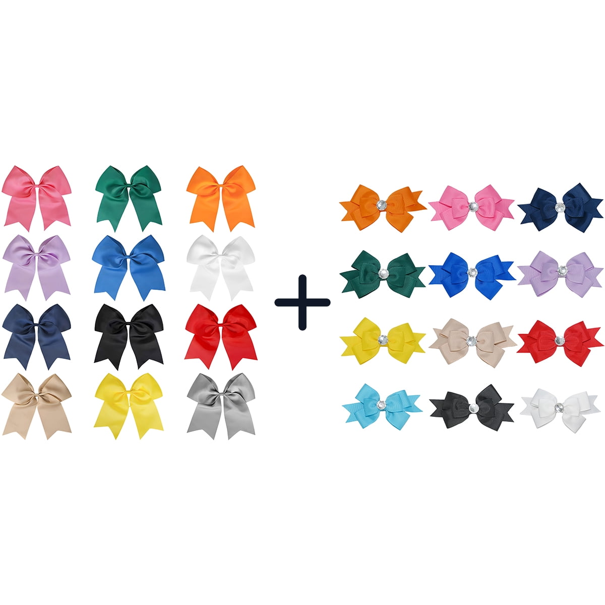 JoyBowie 12 Pcs 4.5 Inch Rhinestone Grosgrain Hair Bows, Alligator Clips for Girls