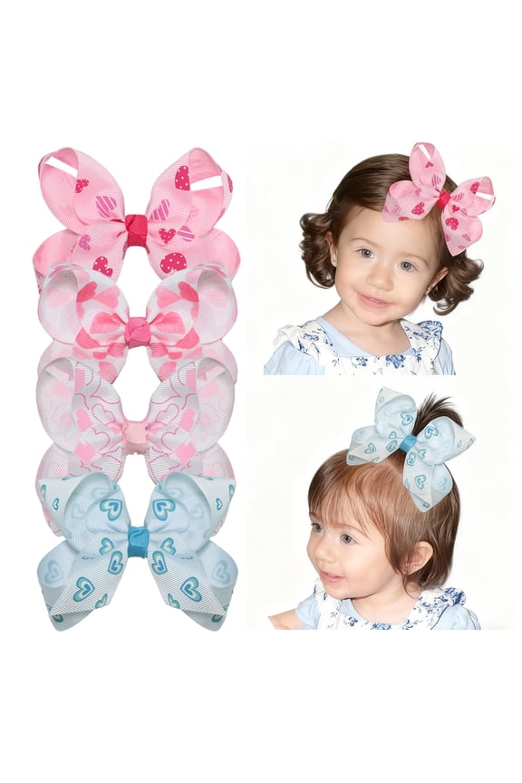 12 Pcs 4.5inch Layered Grosgrain Hair Bows for Girls 4-12 Years, Colorful Ribbon Clips for Parties & Daily Hairstyles