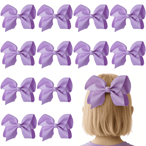 JoyBowie 4pcs 4.5in Christmas Themed Layered Ribbon Hair Bows Clips