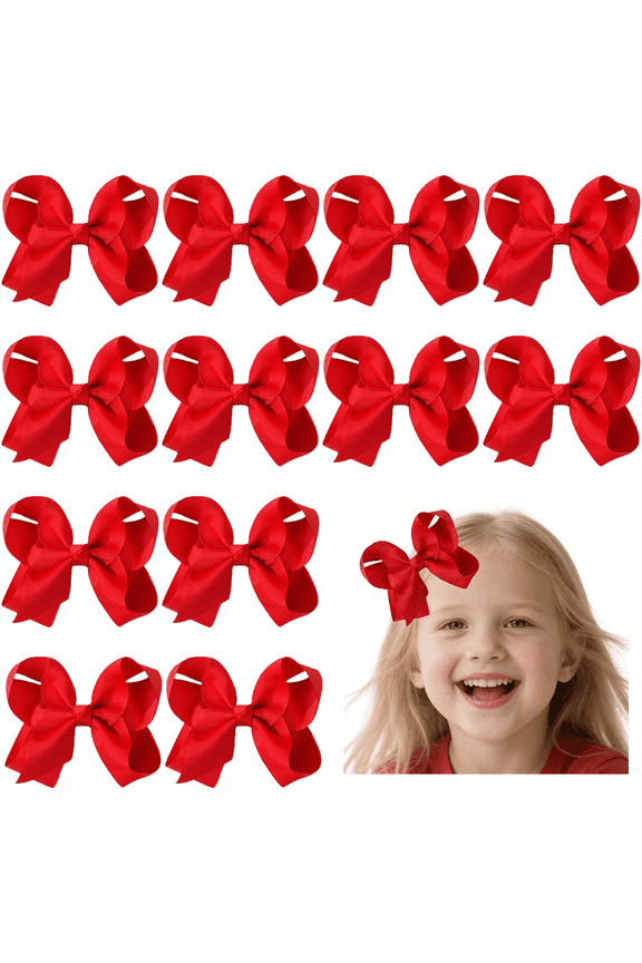 12pcs 3inch Black Ribbon Hair Bows for Girls Daily Party School Hairstyling