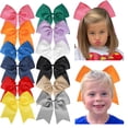 thumbnail image 1 of JoyBowie 12pcs 8in Multi-Color Large Satin Ribbon Hair Bows Clips, 1 of 10