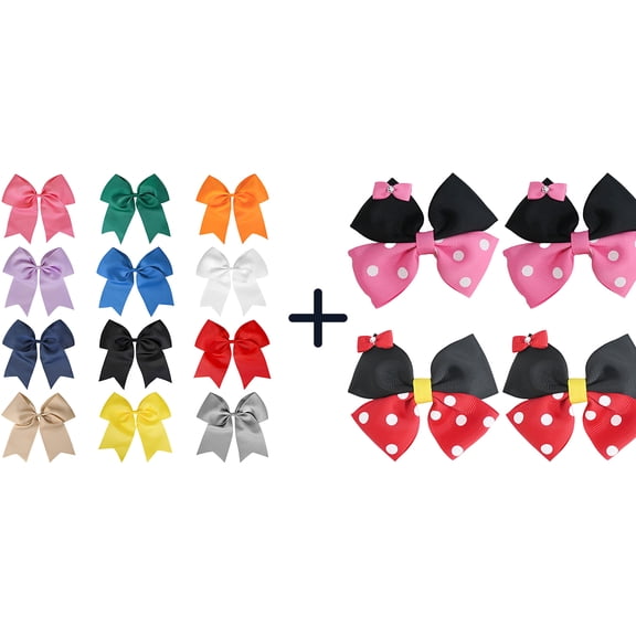JoyBowie 16 pcs 3 inch Polka Dot Hair Bows, Double Layer Alligator Clips for Toddler Girls