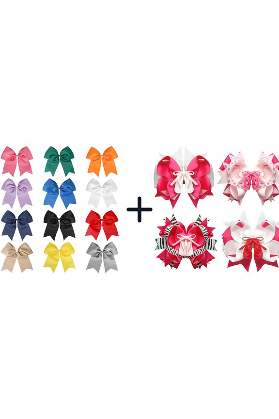 16 pcs 5.5 inch Layered Hair Bows, Solid & Decorative Alligator Clips for Girls