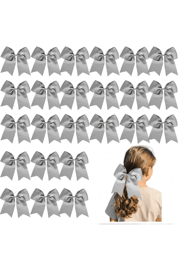 24pcs 8inch Gray Satin Bows Hair Bows for Girls Suitable for Weddings Gift Wrapping Parties Sleek Gray Bows
