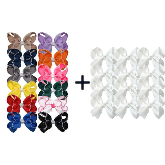 JoyBowie 24pcs Hair Bows Set, 12pcs 3In & 12pcs 4.5In Grosgrain Ribbon Alligator Clips for Girls