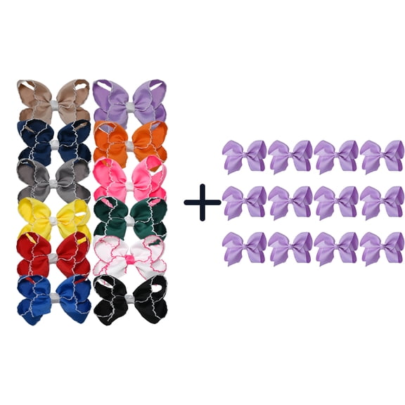 JoyBowie 24pcs Hair Bows Set, 12pcs 3In & 12pcs 4.5In Grosgrain Ribbon Alligator Clips for Girls