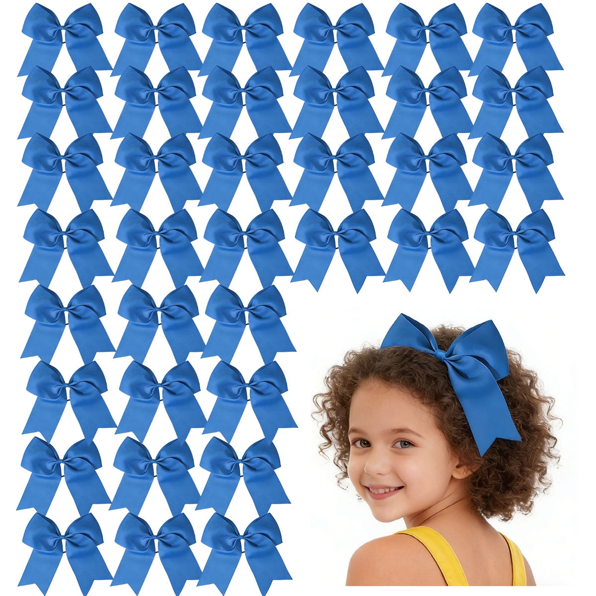 JoyBowie 36pcs 8inch Royal Blue Satin Hair Bows Vibrant Blue Bows for Girls Suitable for Fourth of July Parties DIY Crafts Daily Hairstyling