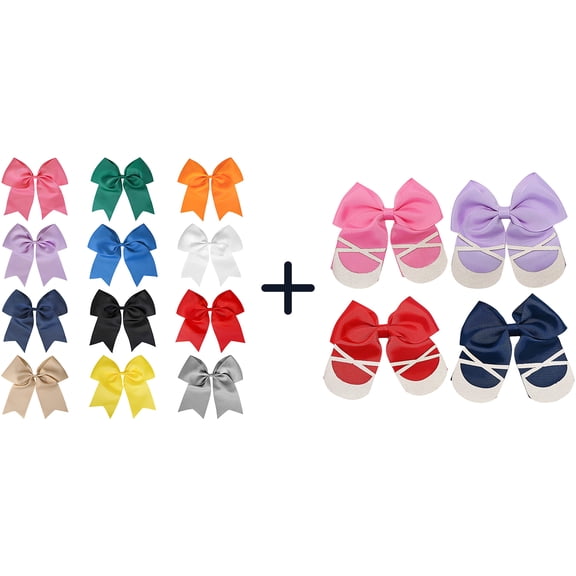 JoyBowie 4 Pcs 4.5 Inch Ballet Shoe Hair Bows, Glitter Ballet Alligator Clips for Girls