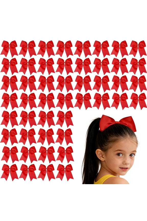 e 48pcs 8inch Red Satin Hair Bows Vibrant Hair Bows for Girls Suitable for Holiday Parties Daily Hairstyling