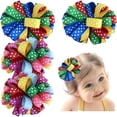 thumbnail image 1 of JoyBowie 4pcs 2.6in Polka-Dot Ribbon Hair Bows Multi-Color Clips, 1 of 10