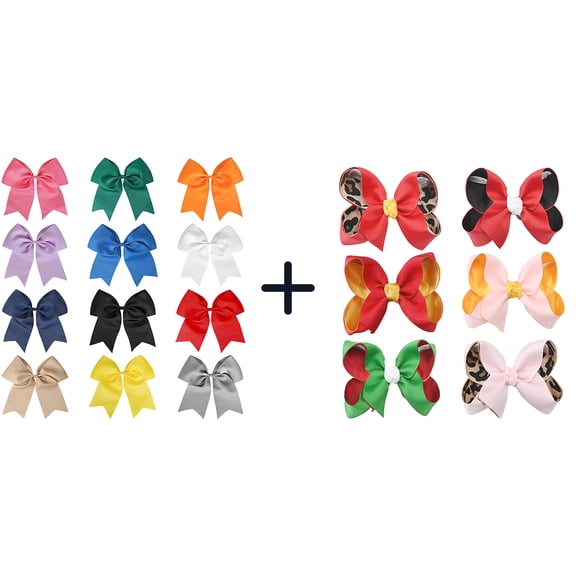 JoyBowie 6 Pcs 4.5 Inch Double-Layer Grosgrain Hair Bows, Alligator Clips for Girls