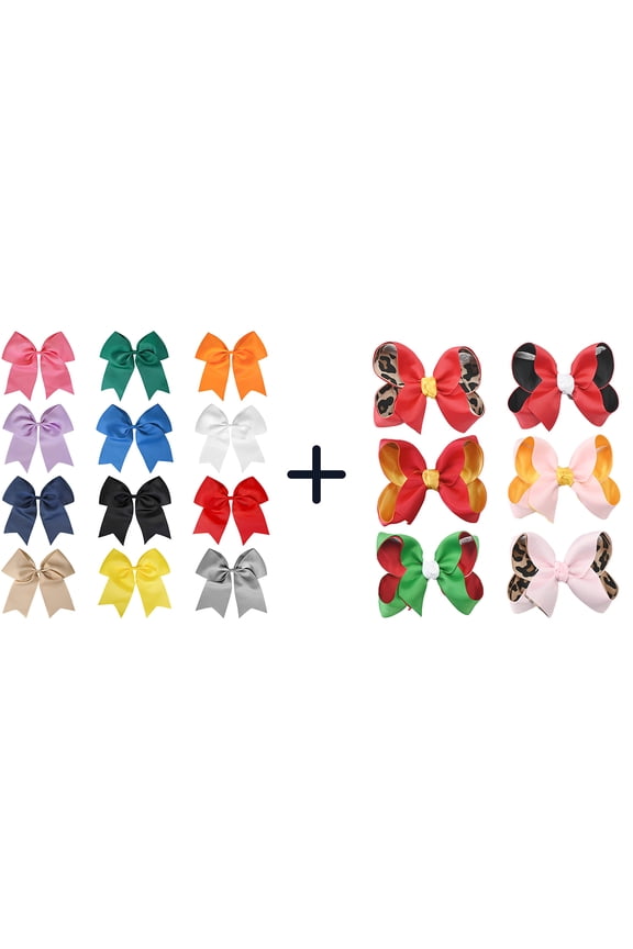 6 Pcs 4.5 Inch Double-Layer Grosgrain Hair Bows, Alligator Clips for Girls