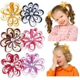 thumbnail image 1 of JoyBowie 6pcs 3in Ribbon Flower Hair Clips with Rhinestone Center Multi-Color, 1 of 10