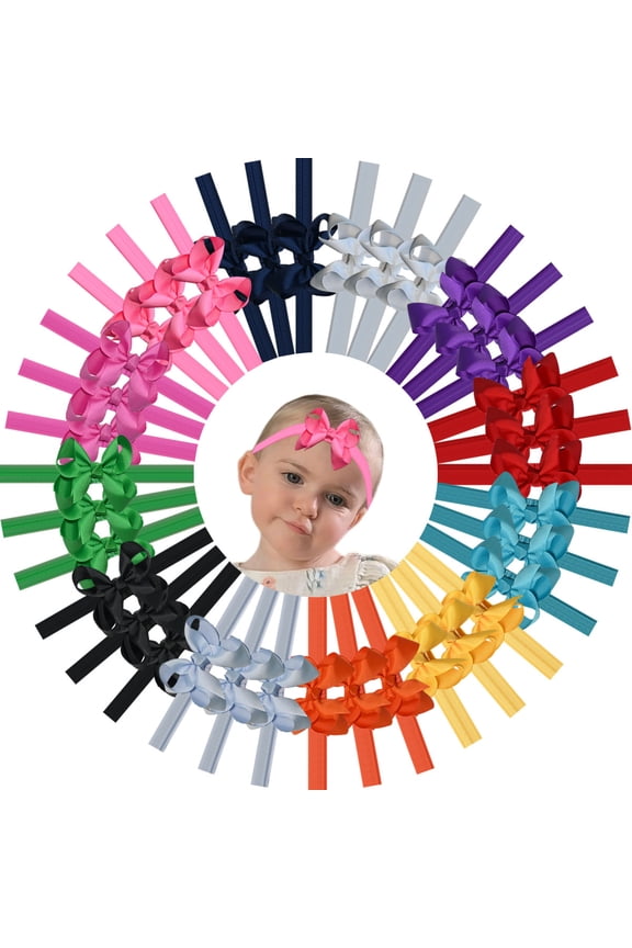 36Pcs 4.5 Inch Baby Headbands with Grosgrain Bows for Newborns Infants Toddlers