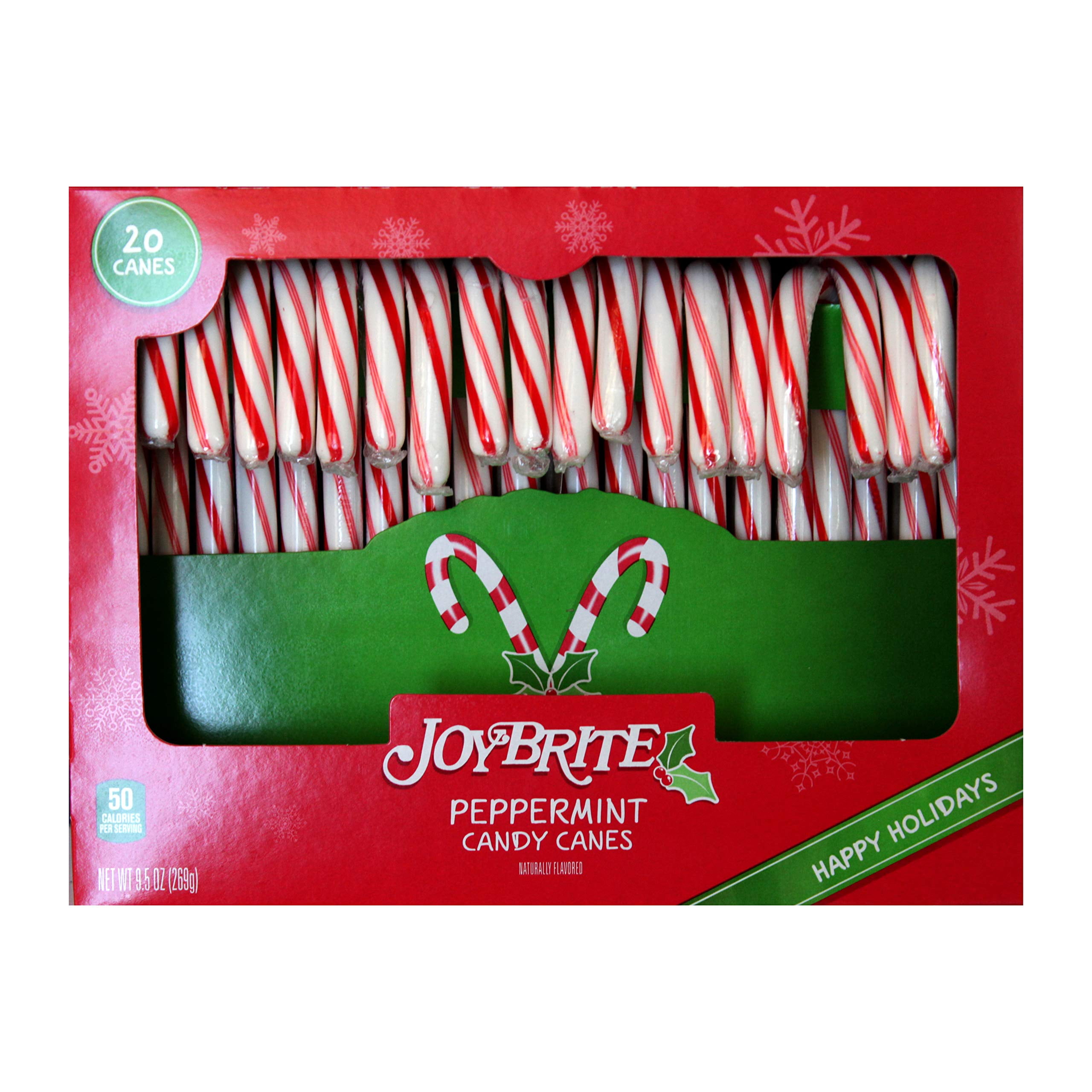JoyBrite 20pc Peppermint Candy Canes Naturally Flavored Holiday