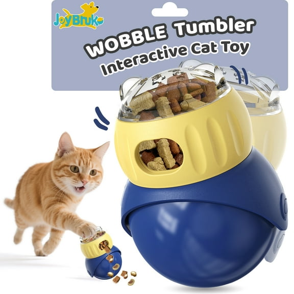 JoyBruko Interactive Cat Toys Treat Puzzle - for Indoor Cats Weight Loss Wobble Tumbler Feeder Food Dispenser, Fun Sliding Rolling, Enrichment Portion Control Slow Feeder for Kittens & Adult Cats