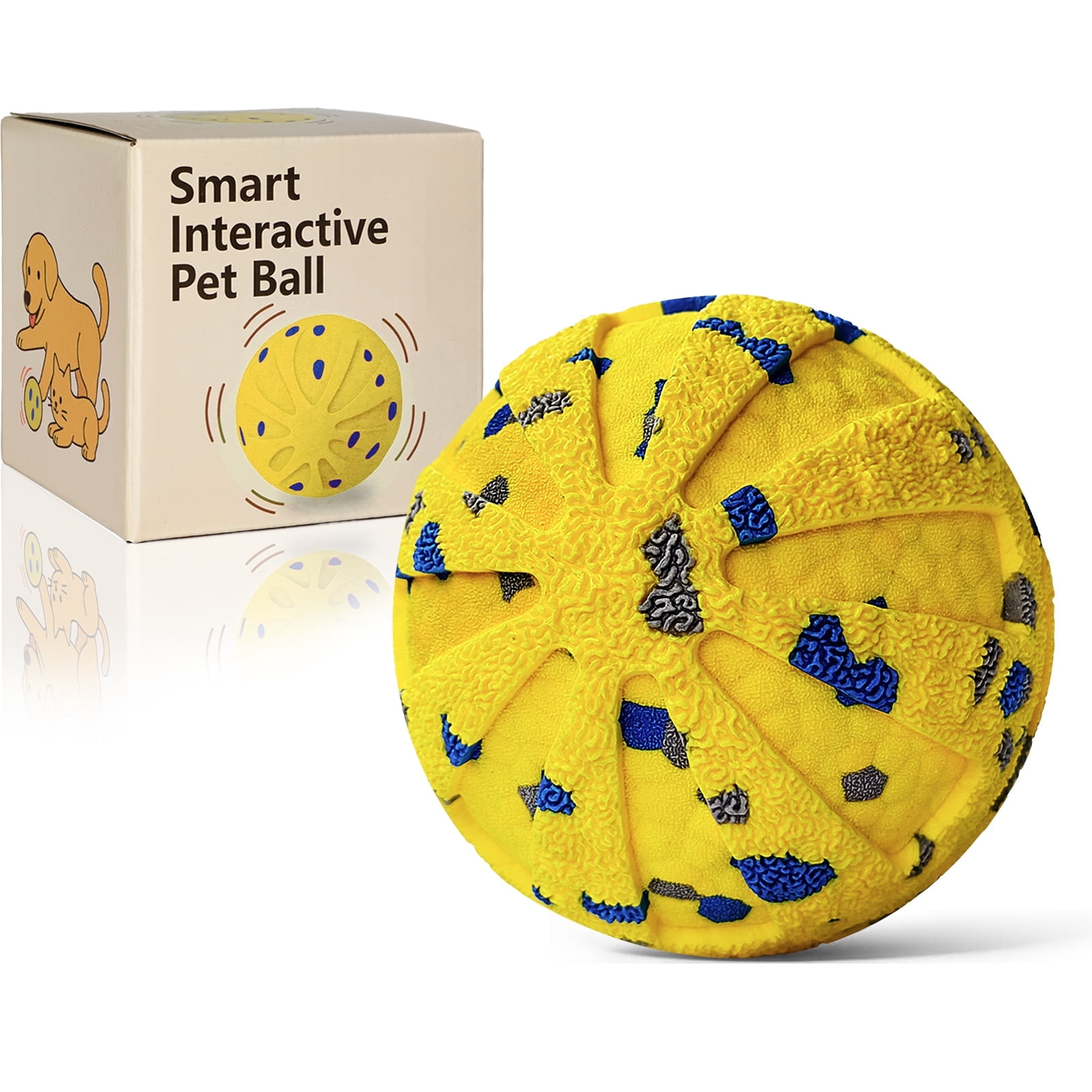 JoyBruko Interactive Dog Toys Ball, Moving Dog Toys to Keep Them Busy, Automatic Self Rolling & Bouncing, Soft E-TPU Material IPX7 Waterproof, Enrichment for Small Medium Large Breeds, Yellow
