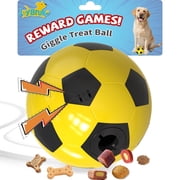 JoyBruko Interactive Dog Toys Treat Dispensers - Giggle Squeaky Dog Soccer Ball Rewards Puzzle to Keep Them Busy, Mental Stimulation Enrichment Food Dispensing for Small Medium Large Breeds, Yellow