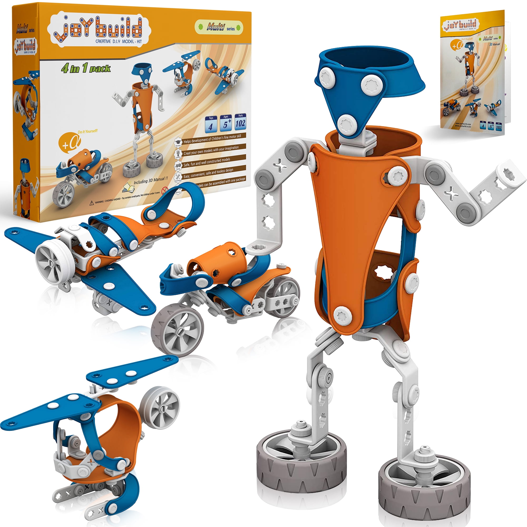 JoyBuild Stem Building Toys for Kids, Fun Creative Set 4 in 1, Stem Construction Building Gift