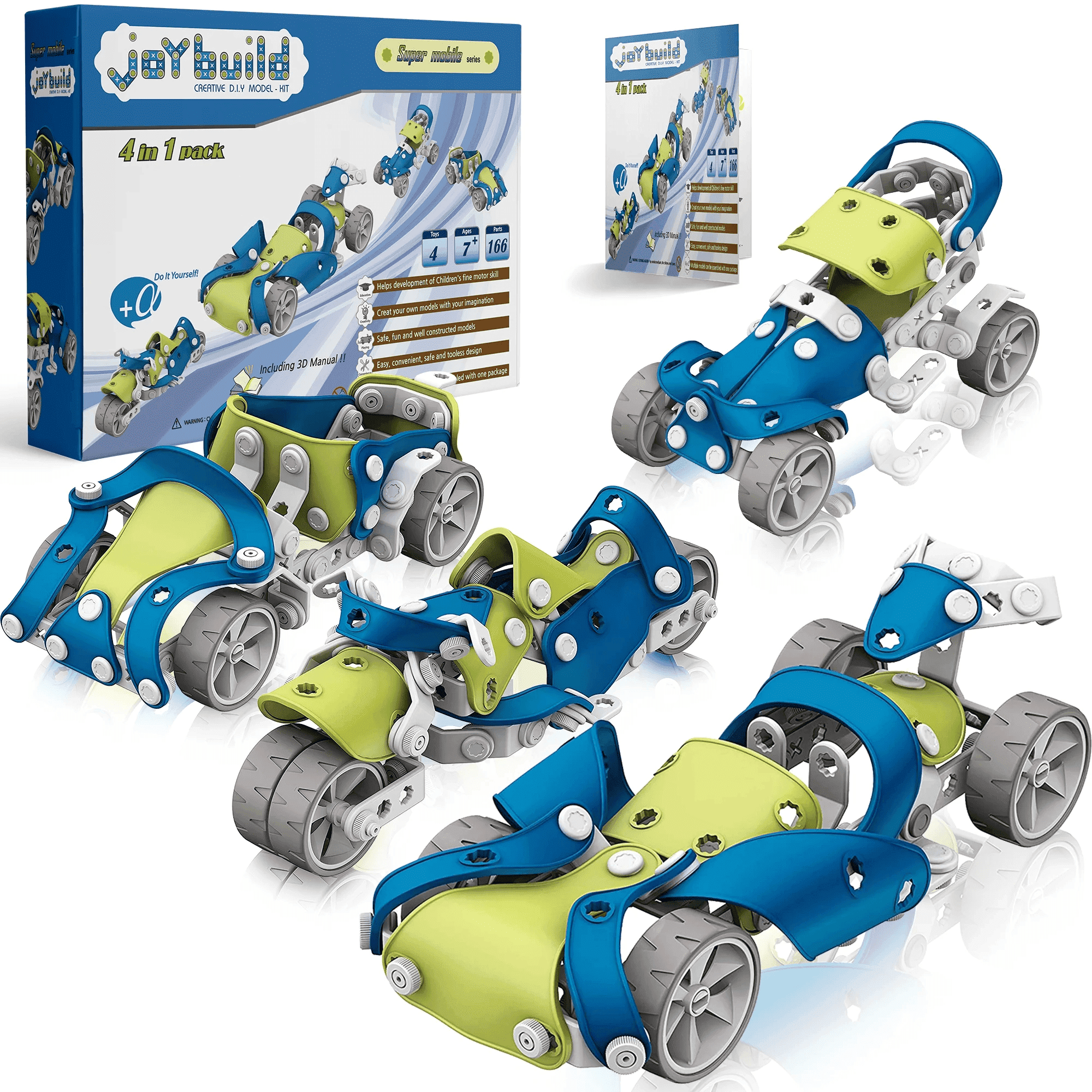 JoyBuild STEM Building Toys for Kids, 4-in-1 Educational STEM Kits ...