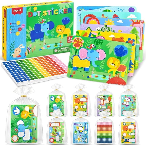JoyCat 12 Pack Dot Art Party Favors, 2400+ Colored Dot Stickers, Ages 3-8