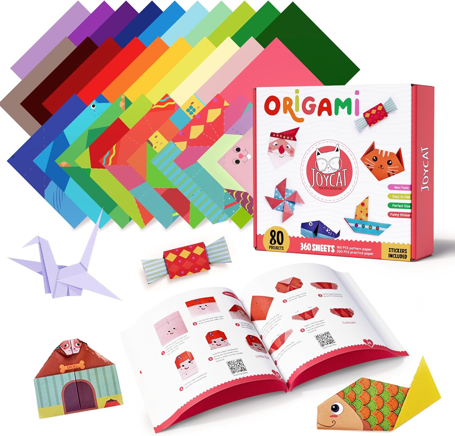 JoyCat 360 Sheets 6 inch Colorful Origami Paper for Kids,160 Origami Papers of 80 Different