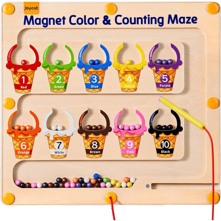 JoyCat Magnetic Color and Number Maze Montessori Wooden Color