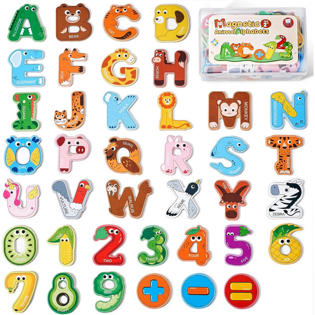 JoyCat Large Size Magnetic Alphabet & Numbers Toy Set, Wooden Fridge ...