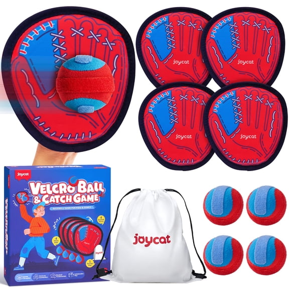 JoyCat Toss and Catch Ball Game for Kids Outdoor Beach & Yard Game Set with 4 Paddles, Kids Toddler Baseball Glove,Family Throwing & Catching Game for Ages 312